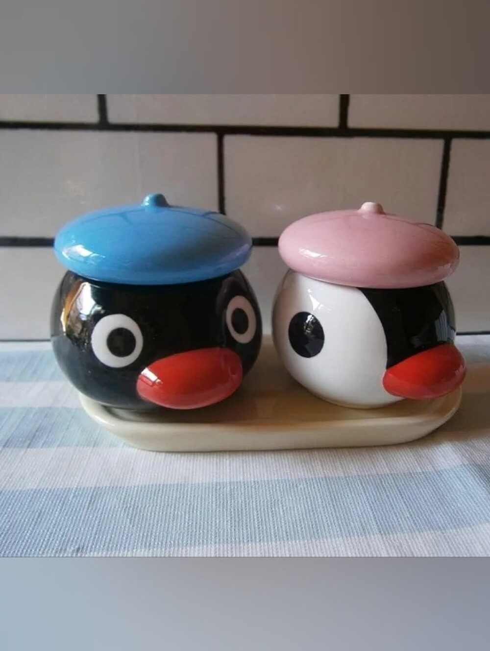 Pingu Pinga Ceramic Containers with Lids Tray, & Box (New Without Tag)
